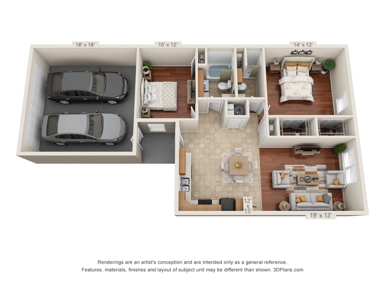 2 Bedroom 2 Bath Floorplan 2 Bedroom 2 Bath Floorplan